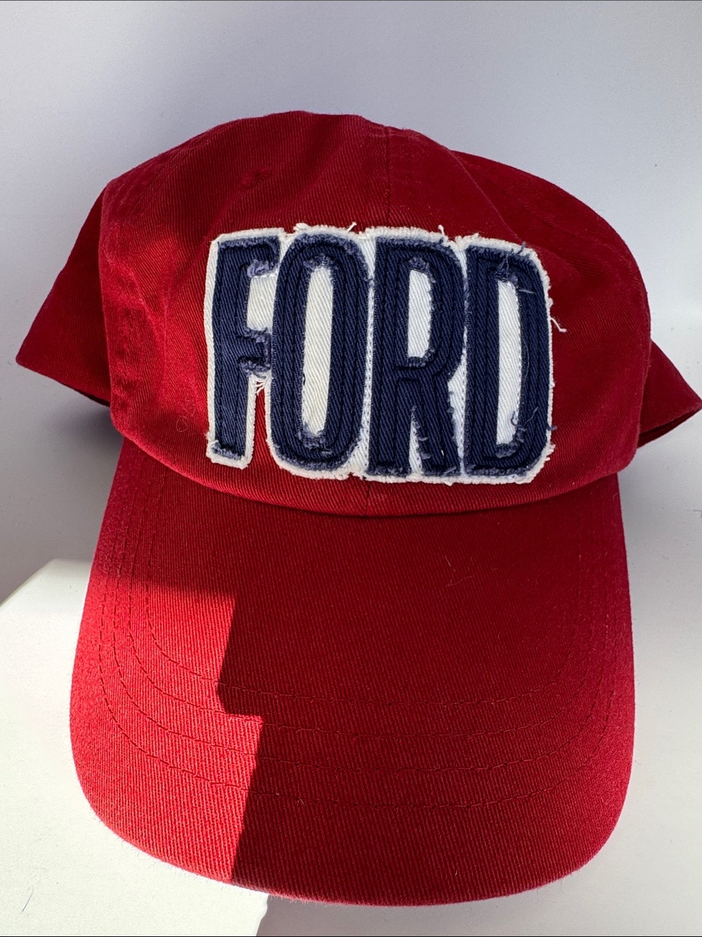 Ford Red Baseball Cap with Navy Embroidered Patch Unstructured Casual NWOT